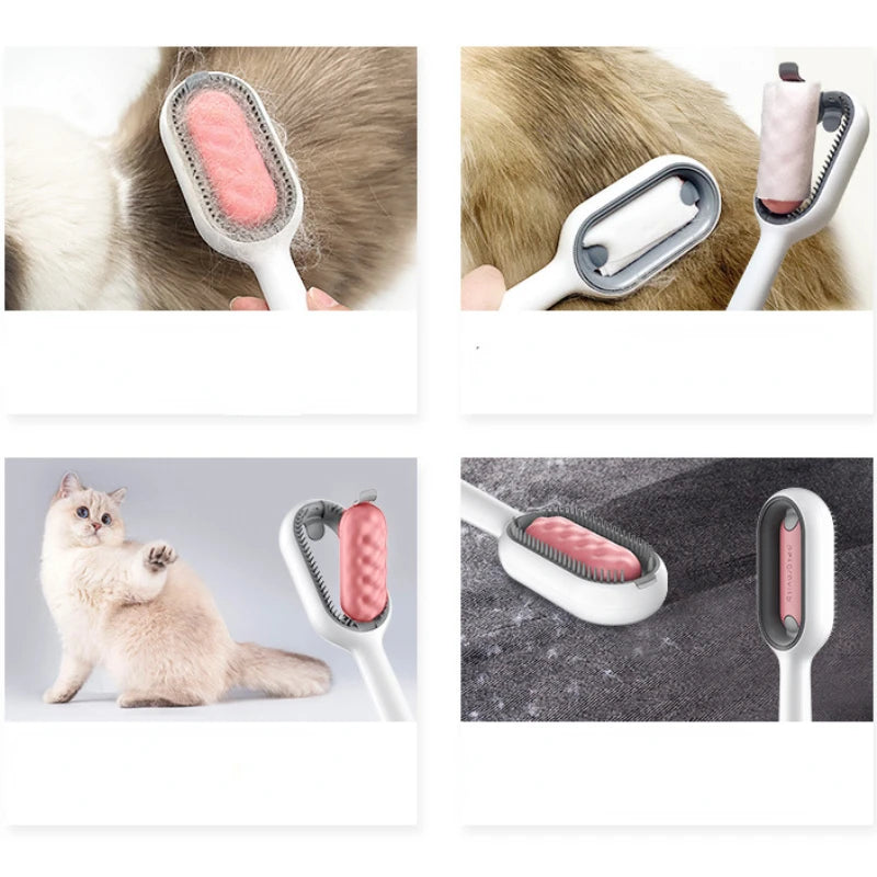 Escova de silicone para limpeza e remoção de pelos de gatos e cachorros.