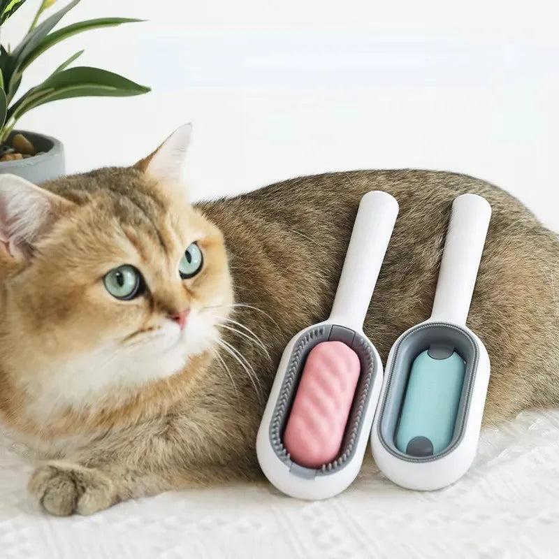 Escova de silicone para limpeza e remoção de pelos de gatos e cachorros.